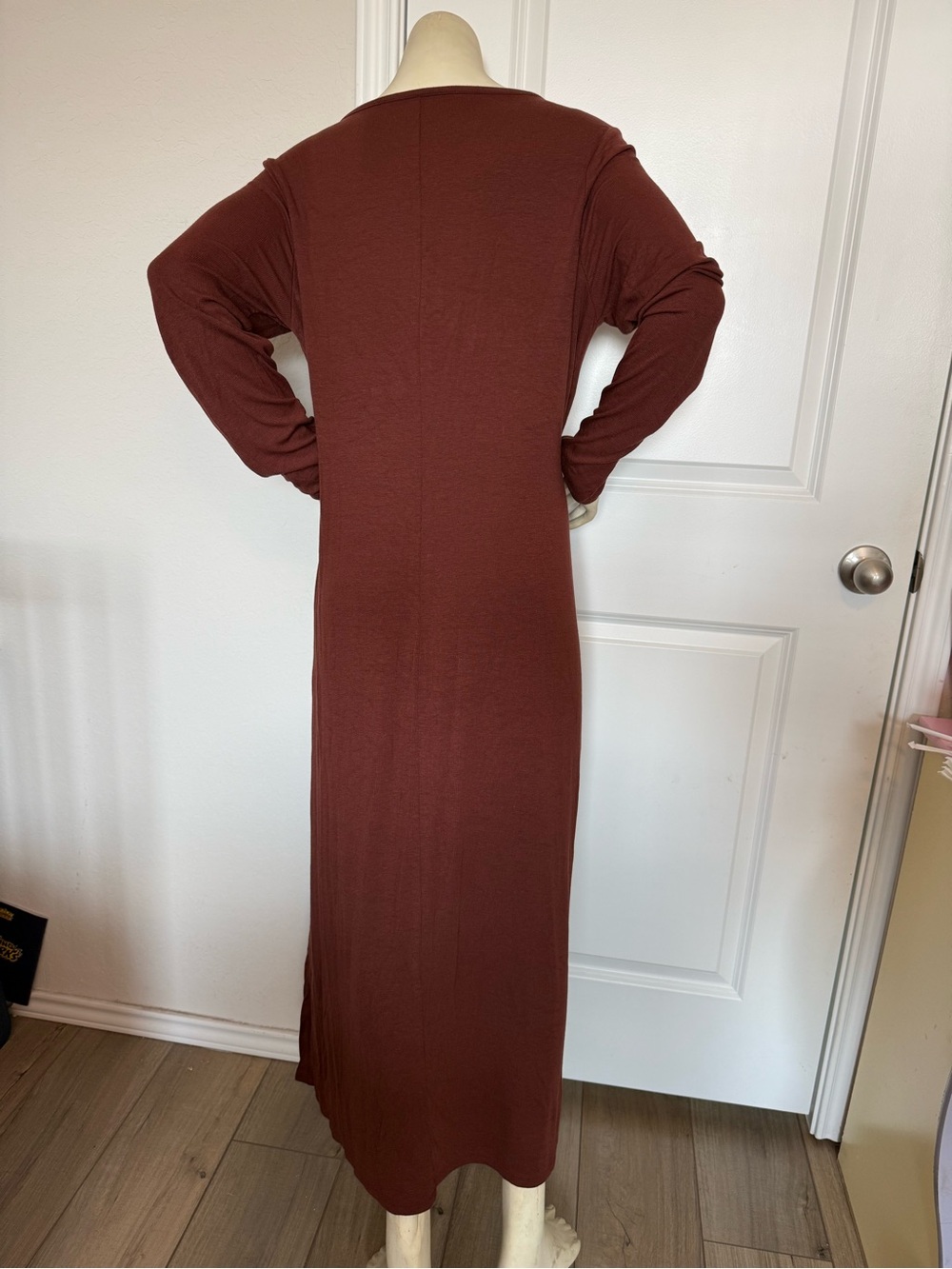 A New Day Modal Brown Long Sleeve Rib-Knit Maxi Dress - Picture 2 of 4